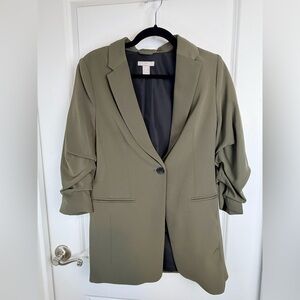 H&M Olive Green Single-Button Women's Blazer